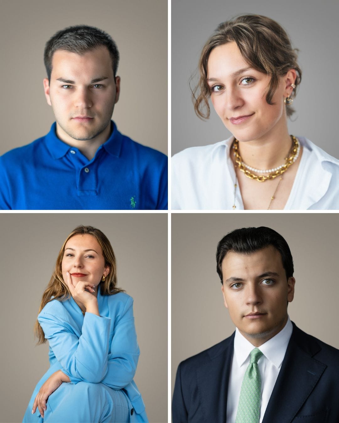 Exemple de trombinoscope entreprise sur fond gris uniforme)